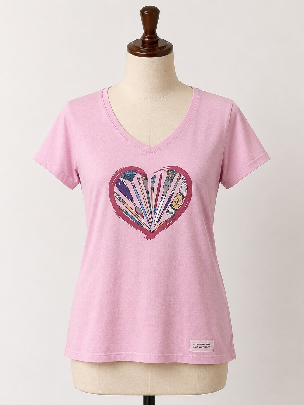 Life Is Good Womens V Neck TShirt Artsy Paint Theme Size Small Pink Outdoors